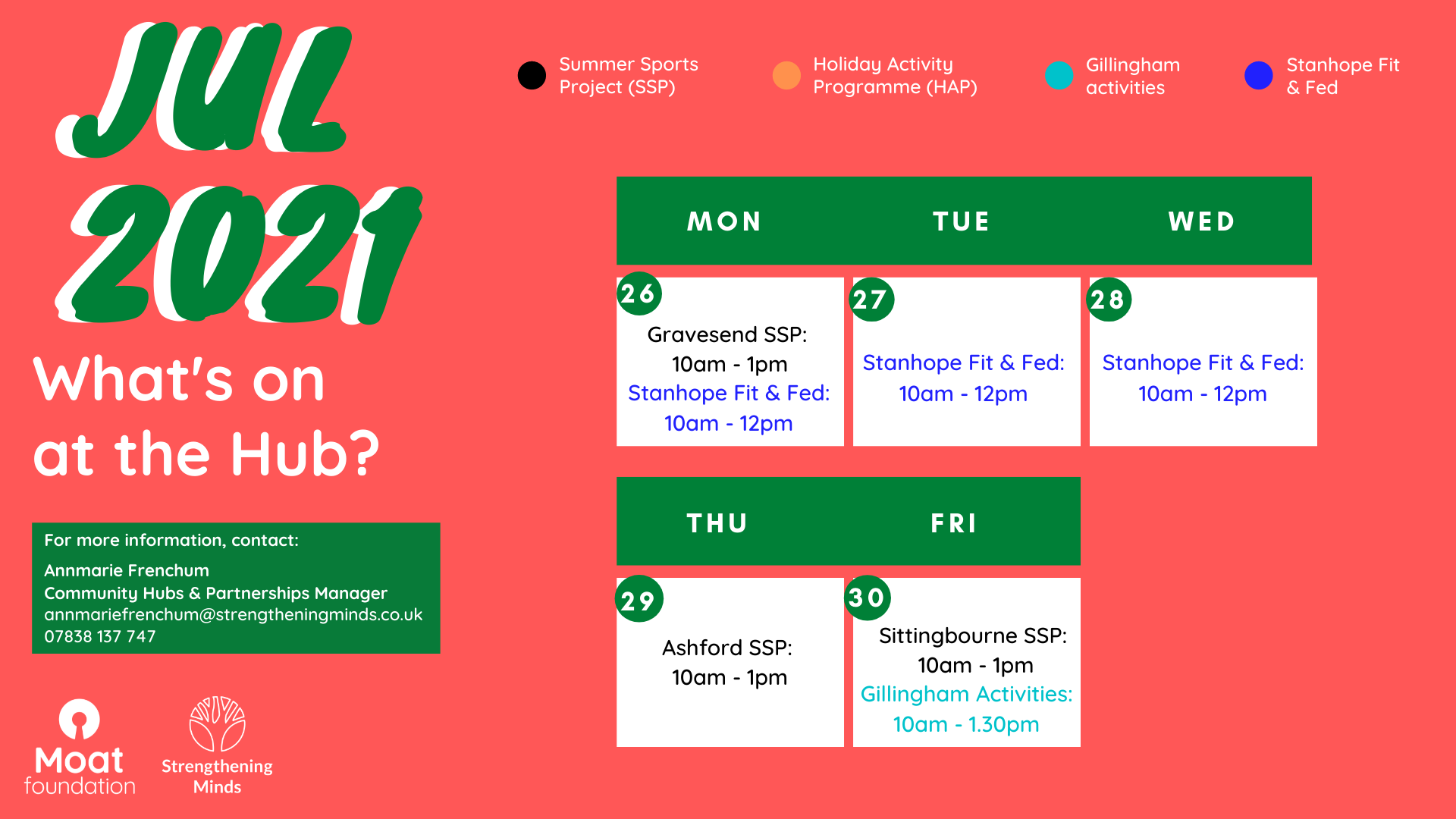 July summer holiday activity at The Community Hubs