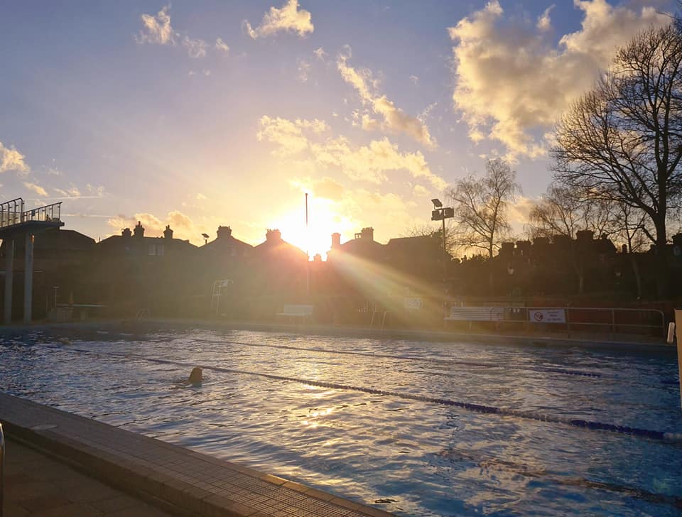 Outdoor Sunset Pool Image