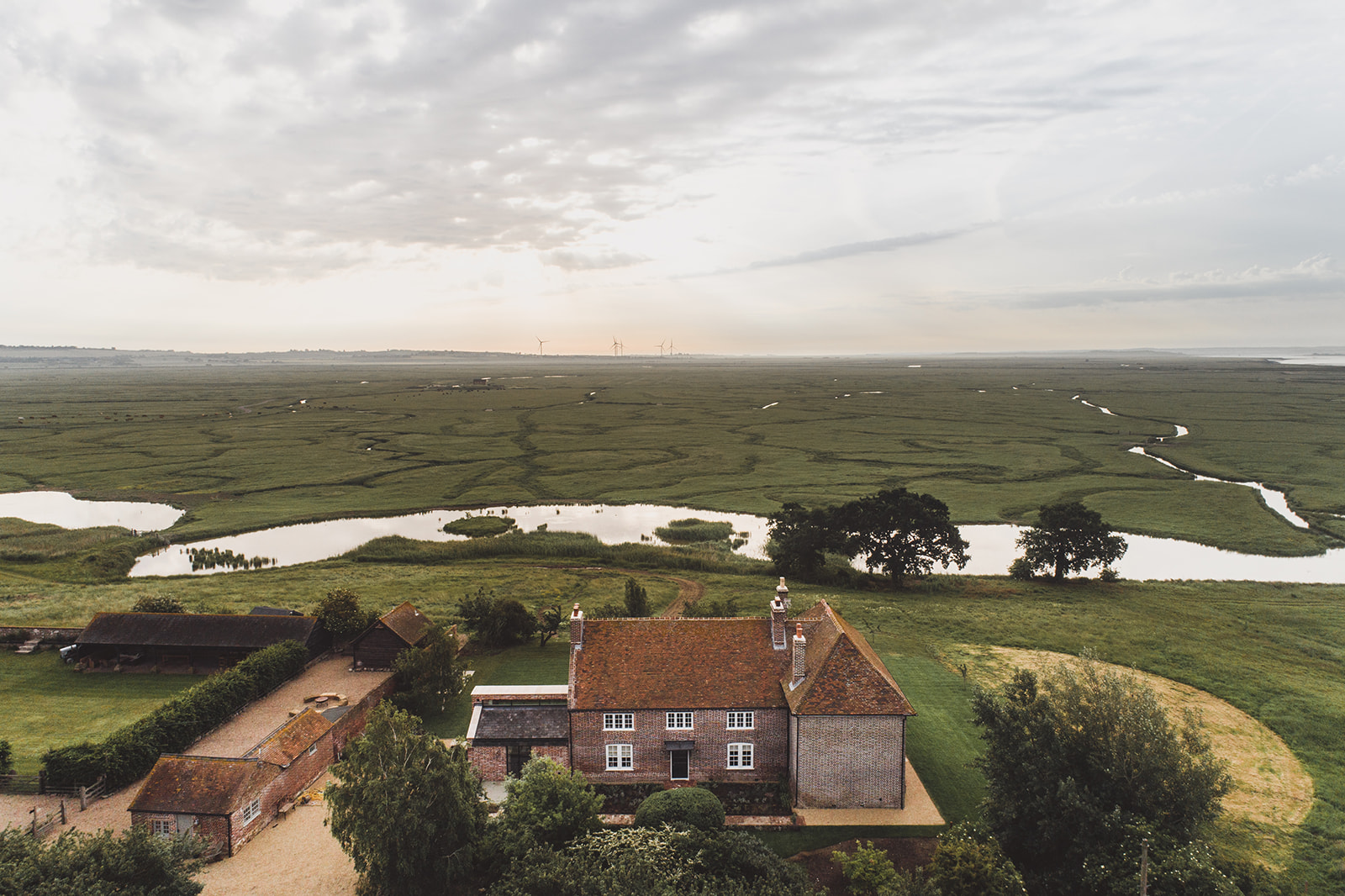 Elmley Nature Kingshill Farmhouse Exterior Drone 0143